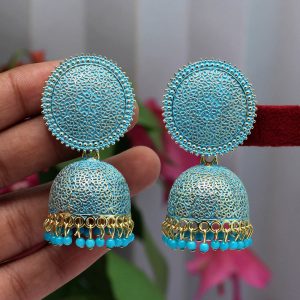 Firozi Color Mint Meena Earrings-0