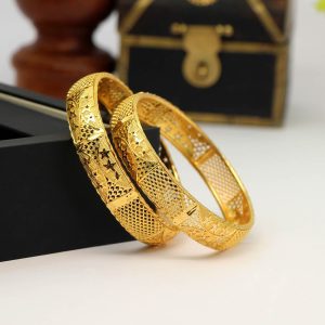 Gold Color 1 Pair Of Bangle Size: 2.4-0