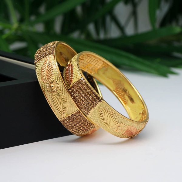Gold Color 1 Pair Of Bangle Size: 2.6-12772