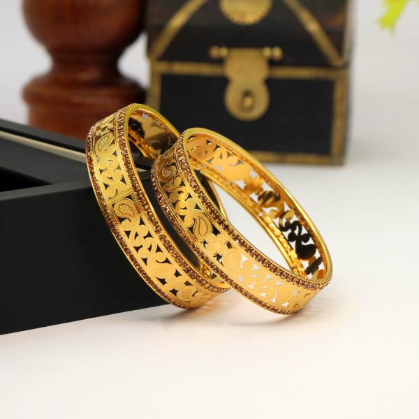 Gold Color 1 Pair Of Bangle Size: 2.8-12716
