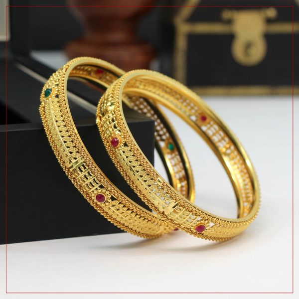 Gold Color 6 Set Of Bangles Combo Size-11797