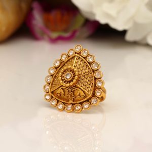 Gold Color Copper Finger Ring-0