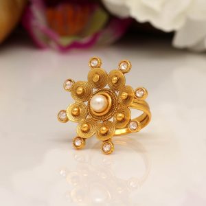 Gold Color Copper Finger Ring-0