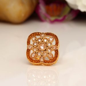 Gold Color Copper Finger Ring-0