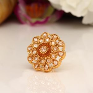 Gold Color Copper Finger Ring-0