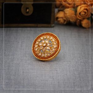 Gold Color Copper Finger Ring-0