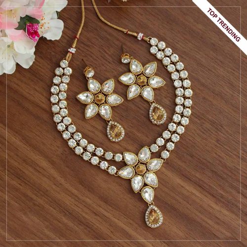 Gold Color Kundan Necklace Set