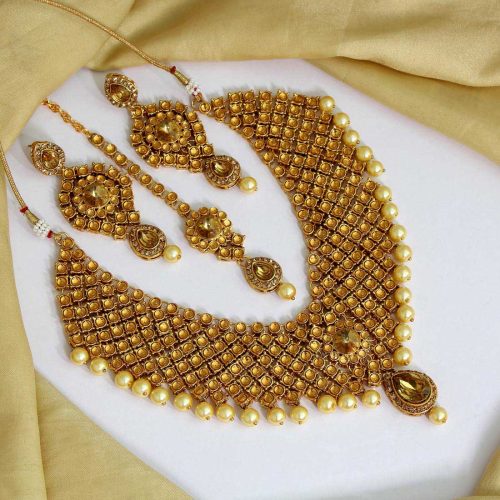 Gold Color Kundan Necklace Set