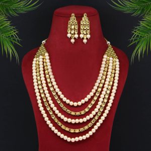 Gold Color Kundan Necklace Set-0