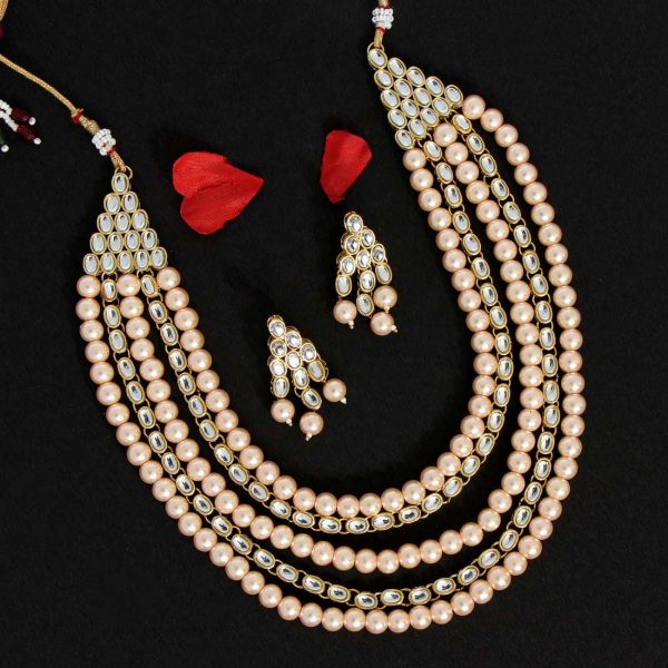 Gold Color Kundan Necklace Set-7734