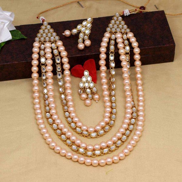 Gold Color Kundan Necklace Set-7735