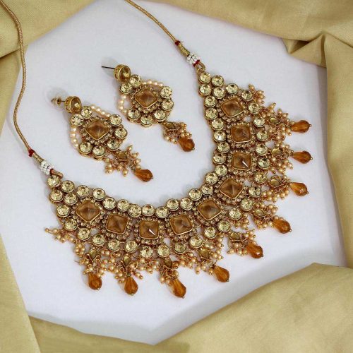 Gold Color Kundan Necklace Set