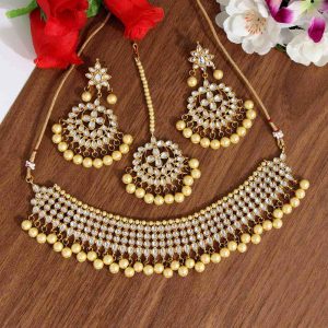 Gold Color Kundan Necklace Set-0