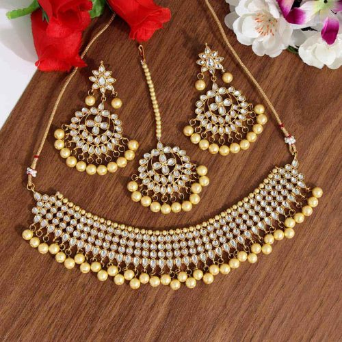 Gold Color Kundan Necklace Set