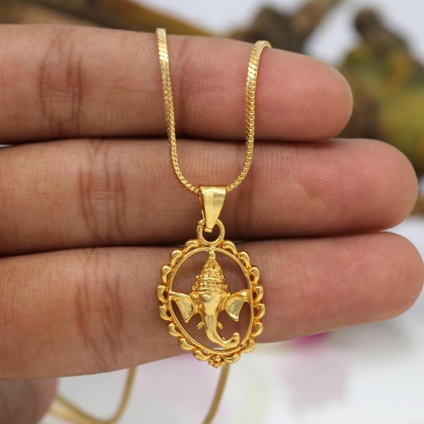 Gold Color Lord Ganesha Temple Locket-0