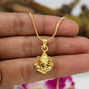 Gold Color Lord Ganesha Temple Locket-0