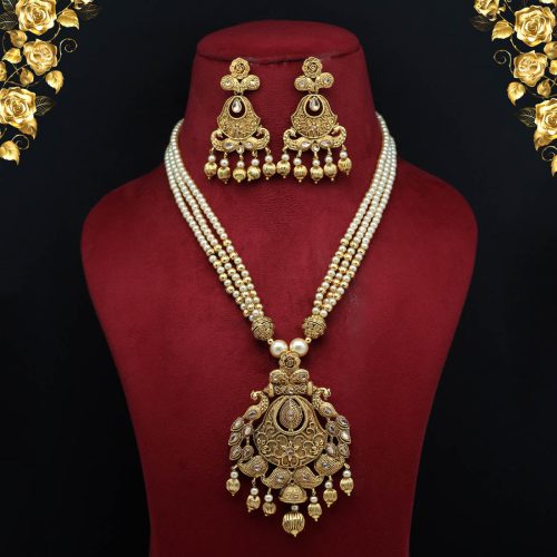 Gold Color Matte Gold Necklace Set