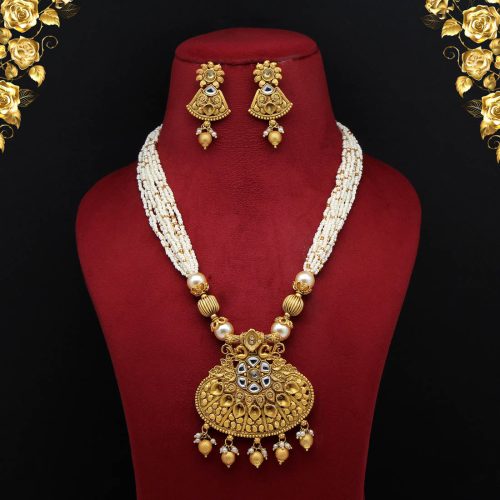 Gold Color Matte Gold Necklace Set