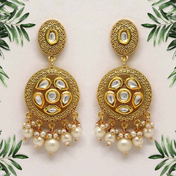 Gold Color Mint Meena Earrings-0