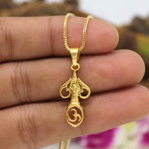 Gold Color Om Temple Locket-0