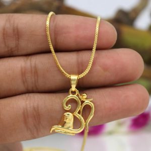 Gold Color Om Temple Locket-0