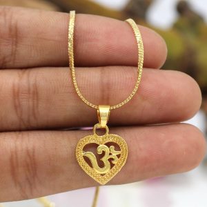 Gold Color Om Temple Locket-0