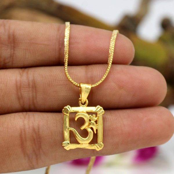 Gold Color Om Temple Locket-0