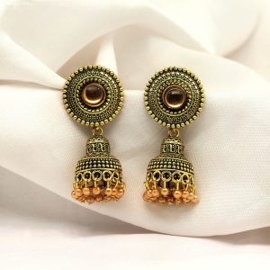 Gold Color Oxidised Earrings-0