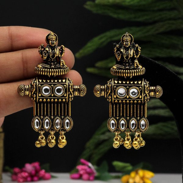 Gold Color Oxidised Earrings-0