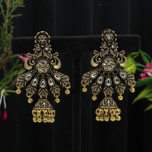 Gold Color Oxidised Earrings