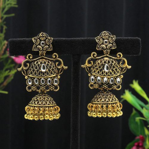 Gold Color Oxidised Earrings