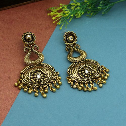 Gold Color Oxidised Earrings