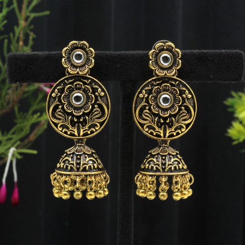 Gold Color Oxidised Earrings