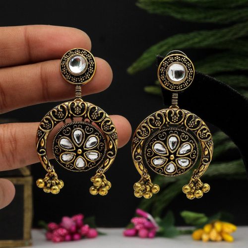 Gold Color Oxidised Earrings