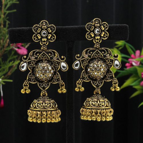 Gold Color Oxidised Earrings