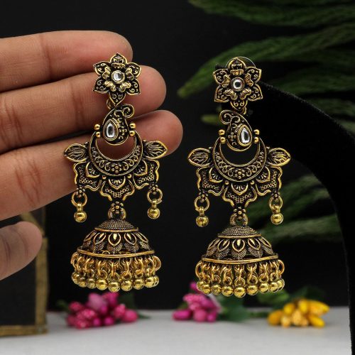 Gold Color Oxidised Earrings