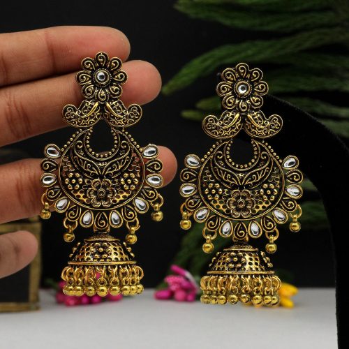 Gold Color Oxidised Earrings