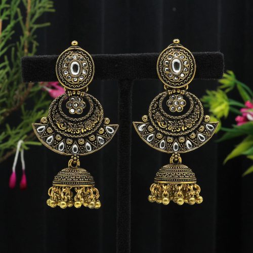 Gold Color Oxidised Earrings