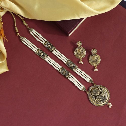 Gold Color Oxidised Necklace Set