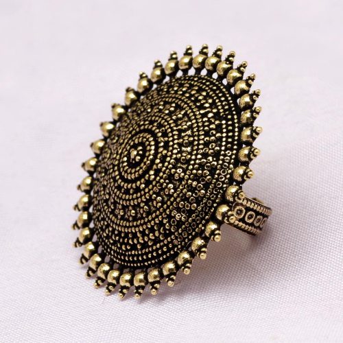 Gold Color Oxidised Ring