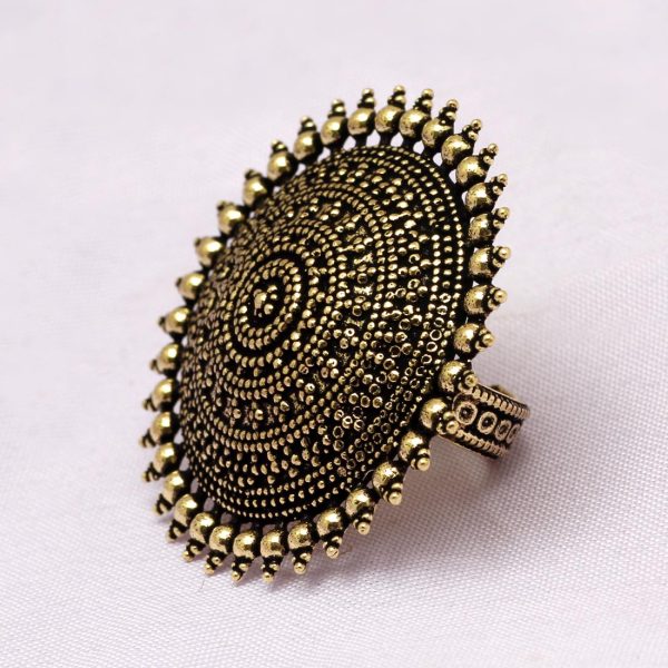 Gold Color Oxidised Ring-0