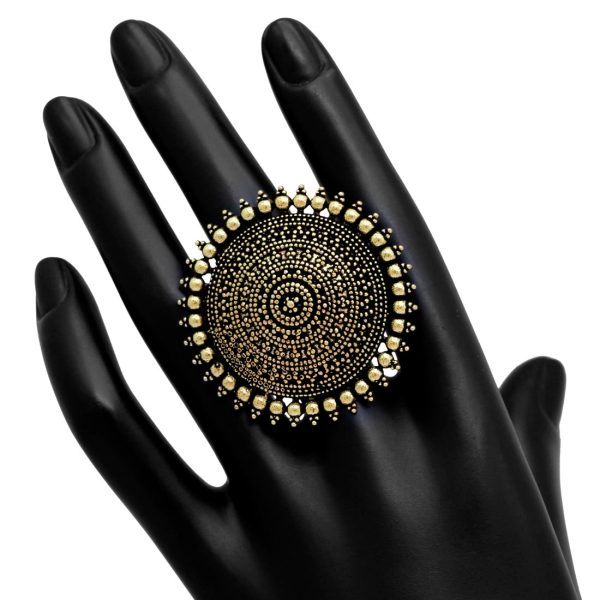 Gold Color Oxidised Ring-10801