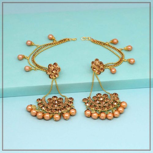 Gold Color Rhinestone Bahubali Earrings