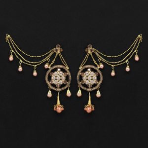 Gold Color Rhinestone Bahubali Earrings-0