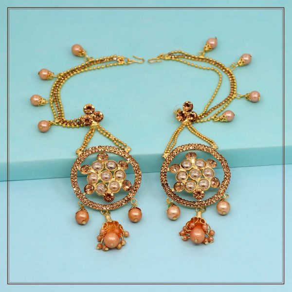 Gold Color Rhinestone Bahubali Earrings-8008