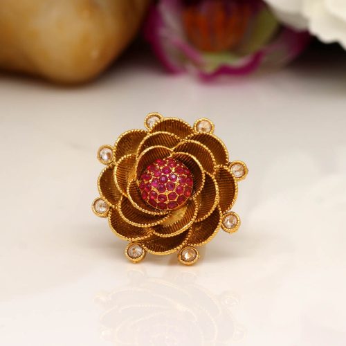 Gold & Rani Color Copper Finger Ring