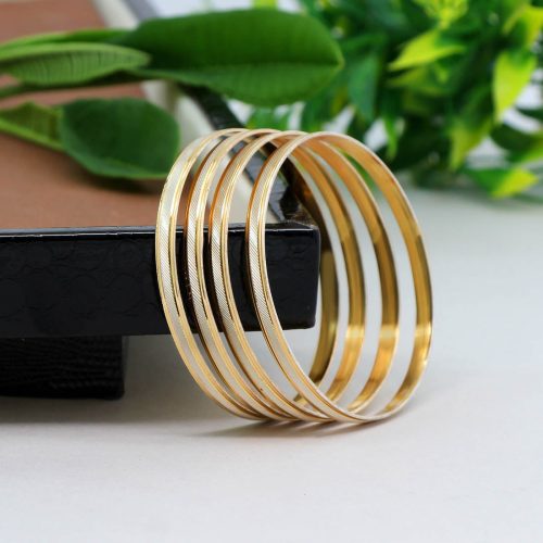 Gold & White Color 1 Pair Of Bangle Size: 2.10