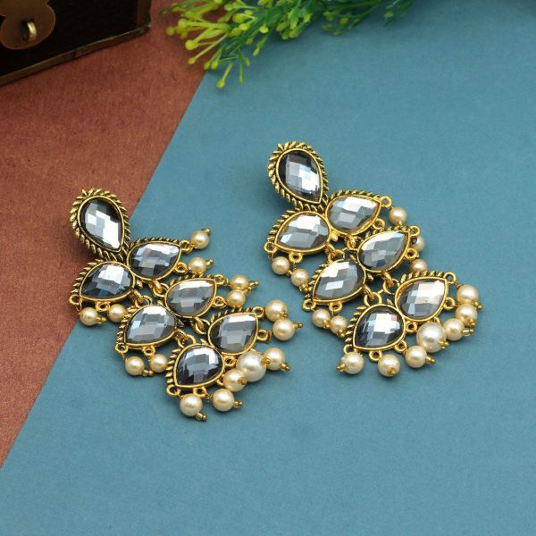 Gray Color Antique Earrings-0