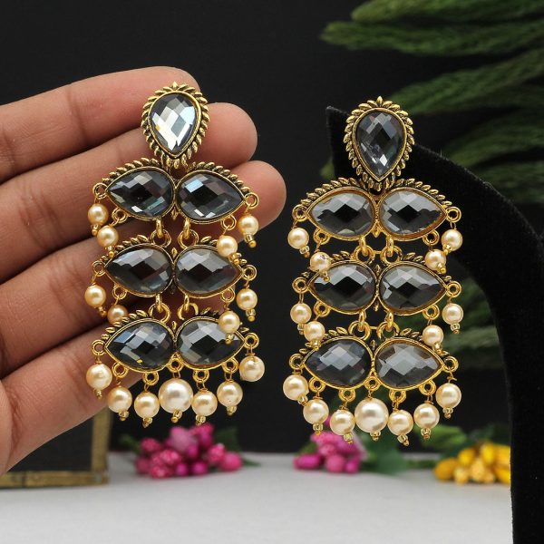 Gray Color Antique Earrings-3387