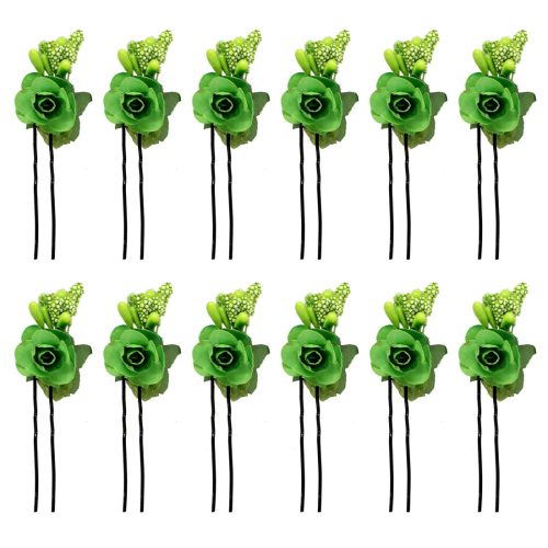 Green Color 12 Pieces Of Hair Pin